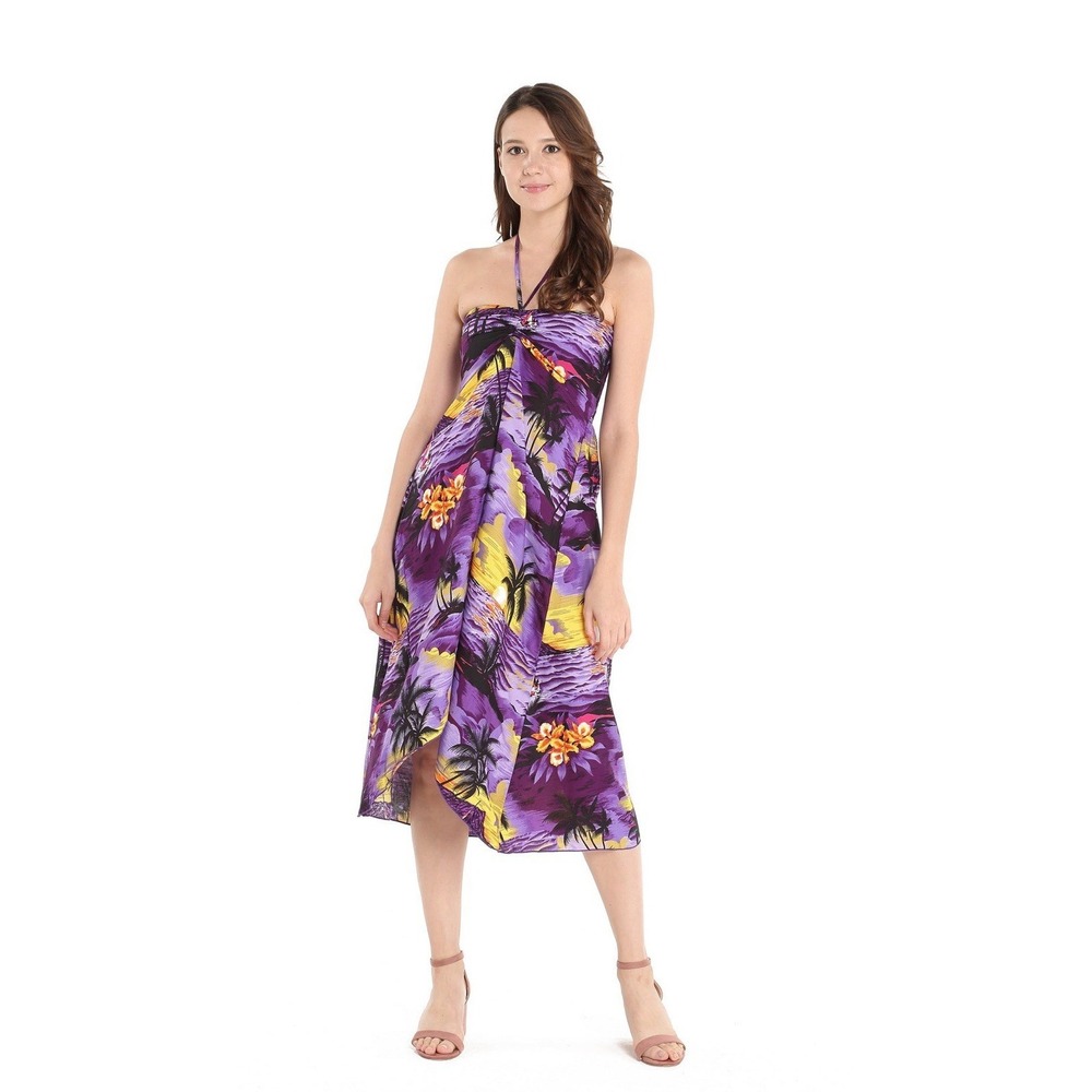 Hawaii Hangover Women's Purple Sunset Halter Dress Medium Y2K Tropical Resort